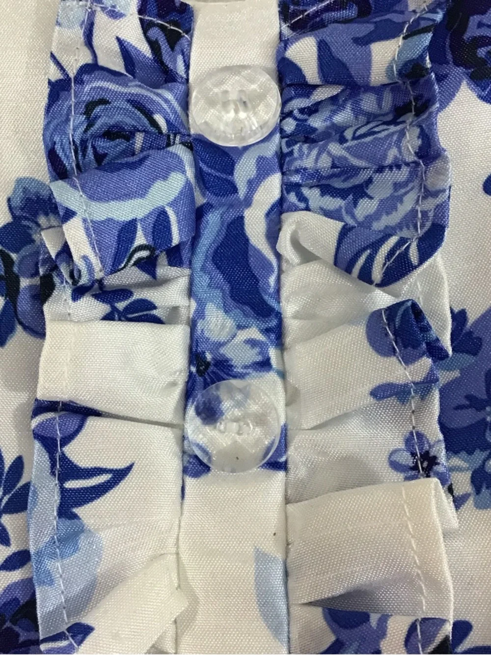 Girls Floral Ruffle-Front Petticoat Fancy   Blue & White Shantung Party‎ Dress